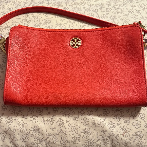 Tory Burch Brody Pebbled Vibrant Red/Orange Crossbody Bag - Picture 1 of 8